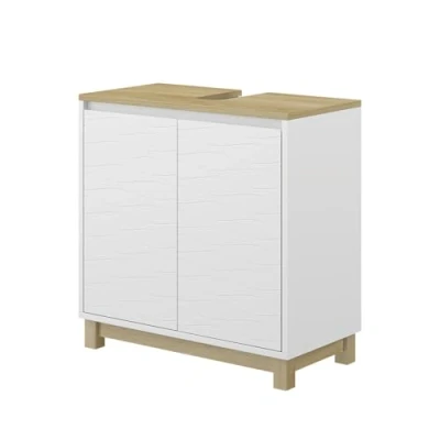 Abbildung von Vicco Waschbeckenunterschrank Livia, Weiß, 60 x cm mit 2 Türen