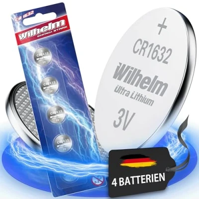 Abbildung von 4 x CR1632 CR 1632 WILHELM Lithium Knopfzelle 3V 140 mAh ø16 3,2 mm Batterie DL1632