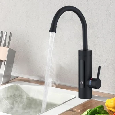 Abbildung von HOMELODY Durchlauferhitzer 230V Elektrischer Wasserhahn,Schwarz Küchenarmatur mit Wasserhahn,Camping, Wasserhahn Küche 360 Swivel