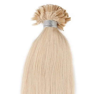 Abbildung von Beauty7 50 STK Echthaarstraehnen Remy Echthaar Haarverlaengerung von U tips 45cm 0,5g Bonding Extensions Straehnen 55cm/22 inches in Farbe #613 Platinblond