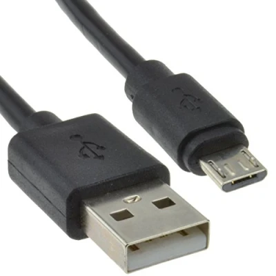 Abbildung von USB 2,0 A Zum Mikro B Daten und Ladekabel 24AWG Kabel 0,25 m 25 cm Anschlusskabel Schwarz [0.25 Meter/0,25m]