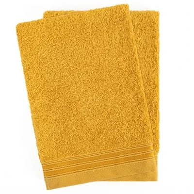 Abbildung von Hammetex 2er Set Waschhandschuh 15x22 cm, 100% Baumwolle mit Waschlappen Waschen Frottier, Superwuschel Weiche Qualität Strapazierfähig, Senf