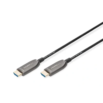 Abbildung von DIGITUS HDMI AOC Hybrid Glasfaserkabel 2.1 15m 8k/60Hz UHD II Ethernet Kanal HDR eARC HDCP 2.2 kompatibel mit TV/Beamer/Monitor vergoldete Kontakte Schwarz