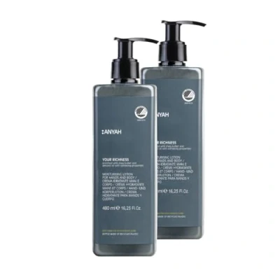 Abbildung von Anyah Handlotion &amp; Körperlotion 2x480ml Nachfüllbare Feuchtigkeitscreme Dermatologisch Getestet Mit Bio Samenöl Rosmarin Extrakt Made in Italy