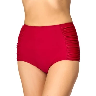 Abbildung von Merry Style Damen High Waist Bikinihose Bauch Weg Effekt Badehose MS10 119 (Weinrot (4242), 44)