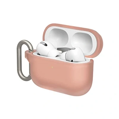 Abbildung von RhinoShield AirPods Case mit Karabiner kompatibel Apple [AirPods Pro] Fallschutz in Militärqualität, Kratzfest, kabelloses Aufladen [Samtrosa, Standard Set]