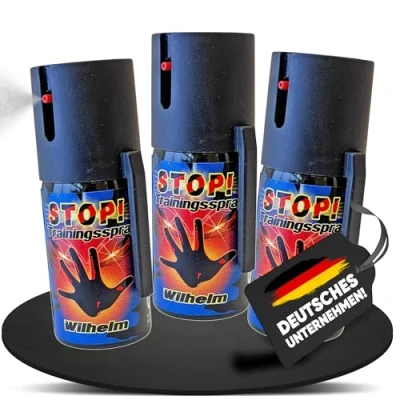 Abbildung von 3 Dosen Wilhelm Pfefferspray Tierabwehr Selbstverteidigung CS Gas KO Spray hochdosiert (ca. 2 Mio. Scoville) effektives Verteidigungsspray (Jet Training, 40 ml)