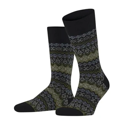 Abbildung von FALKE Herren Aspen M SO Wolle Kaschmir Gemustert 1 Paar Socken, Schwarz (Black 3000), 39 42