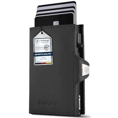 Abbildung von SF SCOFIELD Duality Classic Premium Slim Wallet mit Münzfach Kartenetui für 9 10 Karten Geldbeutel Herren Portemonnaie RFID Schutz Kreditkartenetui Smart