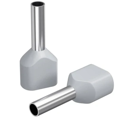 Abbildung von 100x Zwillingaderendhülsen 2 x 4,0mm² / 12mm grau