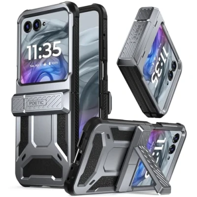 Abbildung von Poetic Spartan Schutzhülle für Motorola Moto Razr 50 2024, Standfunktion, Scharnierschutz, 6,8 m militärische Falltestung, robuste, stoßfeste mit Ständer, metallisches Rotguss