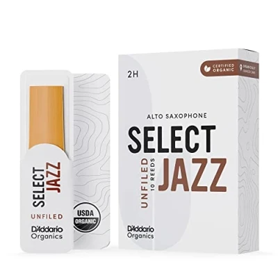 Abbildung von D&#039;Addario Organisch Select Jazz Unfiled Alto Saxophon Stimmzungen Saxophonrohre 2 Hart, 10 Packung
