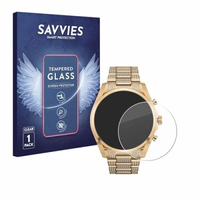 Abbildung von Savvies Panzer Schutz Glas für Michael Kors Access Gen 6 Bradshaw 9H Hartglas, Anti Fingerprint, Displayschutz