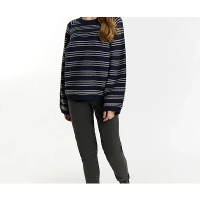 Abbildung von Dreimaster Altiplano Strickpullover, Damen, Größe: M/L, Marine wollweiss