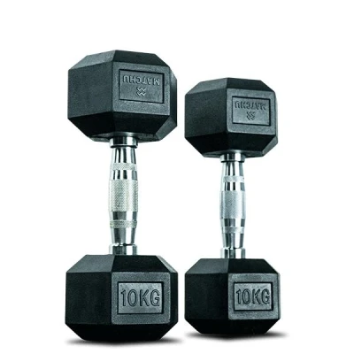 Abbildung von Hanteln Hexagon Set 2 x 10 kg Dumbbell Kurzhanteln Schwarz