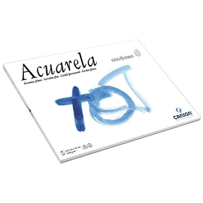 Abbildung von Canson guarro Acuarela Aquarellpapierblock, einseitig geleimt, feine Körnung, 240 g, 20 Blatt, 32,5 x 18 cm, weiß