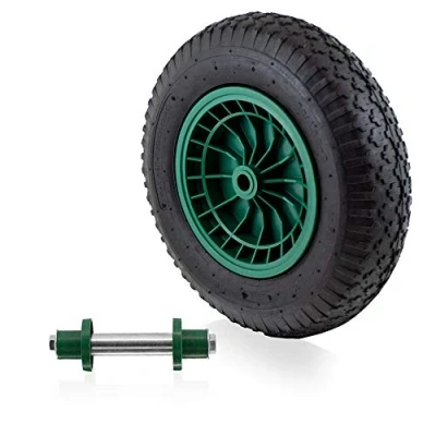 Abbildung von BITUXX Ersatzrad Schubkarrenrad Schubkarre Scheibtruhe Rad Reifen Luftrad Luftbereifung Felge 4.80/4.00 max 250Kg mit Stahlachse 130mm (1 + Achse)
