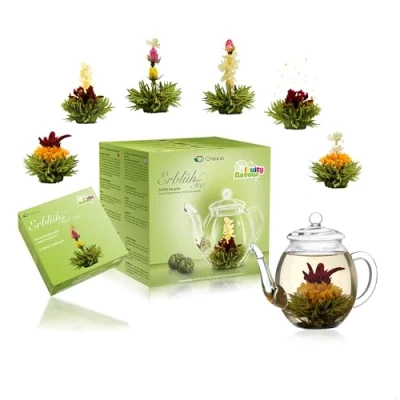 Abbildung von Creano Teekanne Teeblumen Mix Geschenkset Erblühtee Weißtee und Grüntee