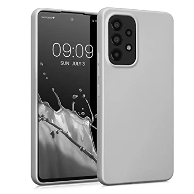 Abbildung von kwmobile Case kompatibel mit Samsung Galaxy A53 5G Hülle Schutzhülle aus Silikon metallisch schimmernd Handyhülle Metallic Silber