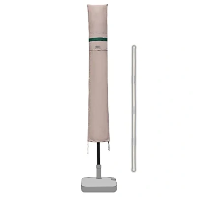 Abbildung von Sekey Sonnenschirm Schutzhülle mit Stab, Abdeckhauben für Ø 300 cm Gartenschirm Belüftungsöffnungen, Abdeckung Marktschirm / Balkonschirm, 100% Polyester, wasserdicht, Khaki