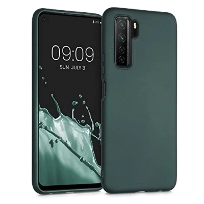 Abbildung von kwmobile Case kompatibel mit Huawei P40 Lite 5G Hülle Schutzhülle aus Silikon metallisch schimmernd Handyhülle Metallic Petrol