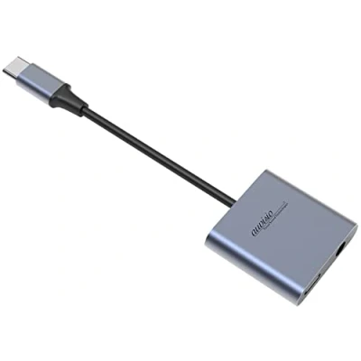 Abbildung von auvisio Kabeladapter: Kopfhörer Adapter USB C auf 3,5 mm Klinke, Headset und Ladefunktion (Adapter Klinkenstecker Kopfhörer, Anschlüsse, Apple iPhone Ladekabel)