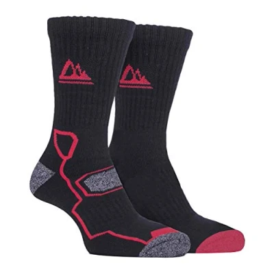 Abbildung von Storm Bloc 2er Pack Herren Bambus Funktionssocken Atmungsaktiv für Wandern Wandersocken Trekkingsocken Socken Sommer (Schwarz Rot, 39 45)