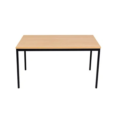 Abbildung von furni24 Schreibtisch Stahl 140x70x75cm, Buche, TÜV/GS Einfache Montage, Arbeitstisch, Bürotisch, Küchentisch, Esstisch, Druckertisch Büro Möbel Arbeitszimmer Computertisch Gaming Tisch Mehrzwecktisch