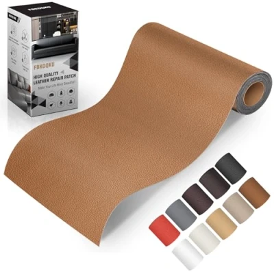 Abbildung von Leder kunstleder selbstklebend, 10 x 200cm Reparatur set, Kit für Möbel, Sofa, Autositze, Taschen, und Renovierung(Hellbraun)