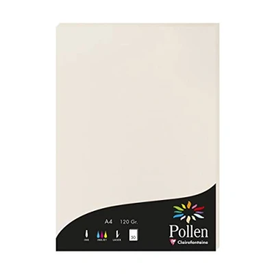 Abbildung von Clairefontaine 4268C Packung mit 50 Karten Pollen 120g, DIN A4, 21 x 29,7cm, Hellgrau