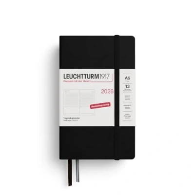 Abbildung von LEUCHTTURM1917 372597 Tageskalender Pocket (A6) 2026, 12 Monate, Schwarz, Deutsch