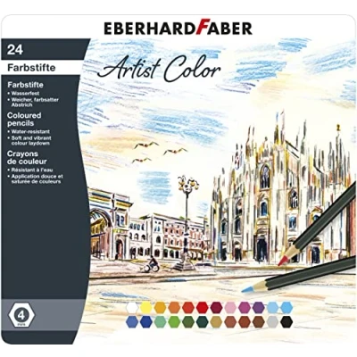 Abbildung von Eberhard Faber 516124 Buntstifte Set Artist Color, 24 Farbstifte im Metalletui