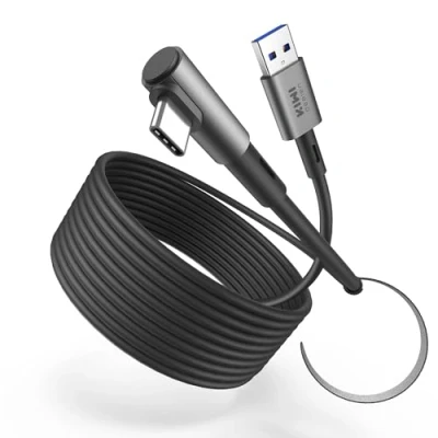 Abbildung von KIWI design Link Kabel 3 Meter Kompatibel mit Meta Quest 3S/Quest Zubehör, 2/Pro/Pico 4 PC Steam VR, USB 3.0 5Gbps Super Speed (Schwarz)