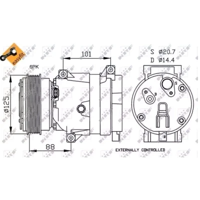 Abbildung von NRF 32231 Kompressor V5 12 PAG 150 mit Kompressoröl, Dichtring EASY FIT RENAULT: LAGUNA 2 Grandtour,