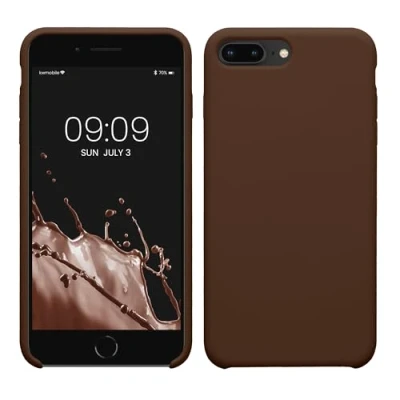 Abbildung von kwmobile Hülle kompatibel mit Apple iPhone 7 Plus/iPhone 8 Plus Silikon Handy Case Handyhülle weiche Oberfläche kabelloses Laden Chocolate