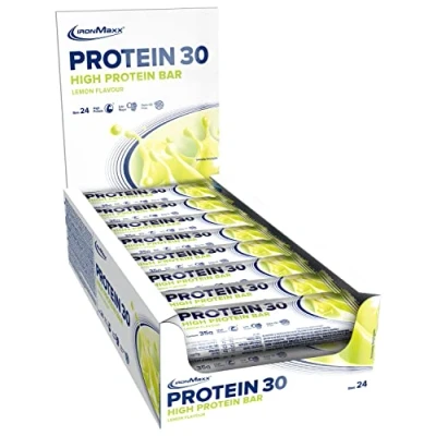 Abbildung von IronMaxx Protein 30 Eiweißriegel Lemon 24 x 35g palmölfreier und glutenfreier Proteinriegel mit Vitaminen für zuckerreduzierte Low Carb Ernährung geeignet