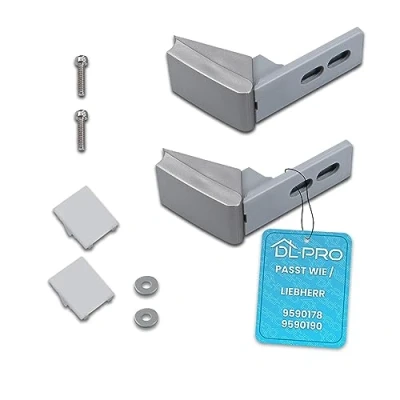 Abbildung von DL pro Türscharnier Set für Liebherr Kühlschrank Ersatz 9590178 9590190 2 Stück Silber Reparatursatz mit Schrauben Unterlegscheiben Perfekte Türfunktion