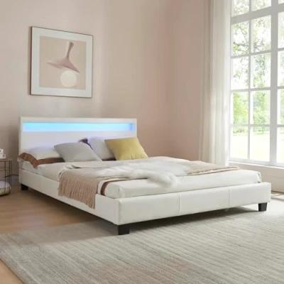 Abbildung von Corium Polsterbett, »Paris« Kunstleder mit LED Beleuchtung Weiß 140x200cm