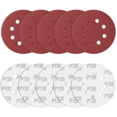 Abbildung von 10 Stück Schleifpapier 125mm Klett 120 Körnung, Bolatus Schleifscheiben Rund Exzenterschleifer 8 Loch Schleifblätter für Entgraten und Schleifen von Lötpunkten