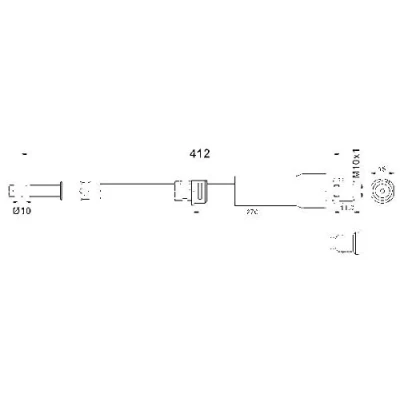 Abbildung von ATE 83.7807 0412.3 Bremsschläuche 412 M10x1 OPEL: Vectra C Caravan, Limousine, CC, SAAB: 9 3 Kombi, Cabrio