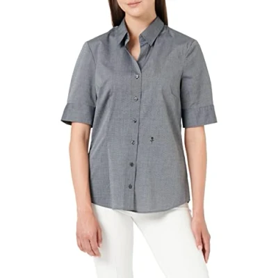 Abbildung von SEIDENSTICKER Slim Fit Bluse Halbarm offener Kragen Fil a dunkelgrau Gr. 40
