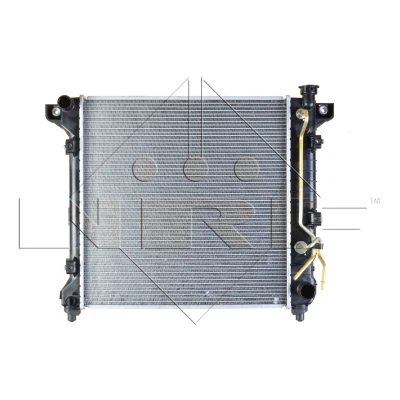 Abbildung von NRF 56023 Kühler, Motorkühlung Aluminium 565 558 33 mit Anbauteilen Kühlrippen gelötet