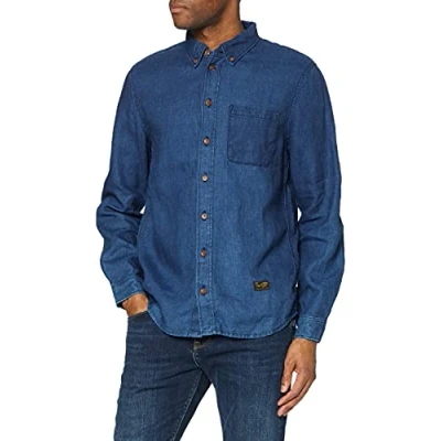 Abbildung von Kings of Indigo Herren Enda Pocket Freizeithemd, Blau (Dark Linen 1000), 42 (Herstellergröße: M)