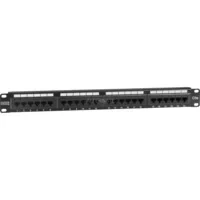 Abbildung von DIGITUS Patchpanel 19 Zoll Cat 5e 24 Port RJ45 Ungeschirmt LSA Patch Feld Rack Montage 1HE Schwarz