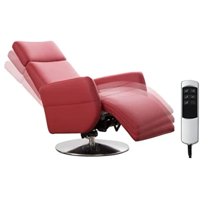 Abbildung von Cavadore TV Sessel Cobra mit 2 E Motoren / Elektrischer Fernsehsessel Fernbedienung Relaxfunktion, Liegefunktion Ergonomie M Belastbar bis 130 kg 71 x 110 82 Echtleder Rot