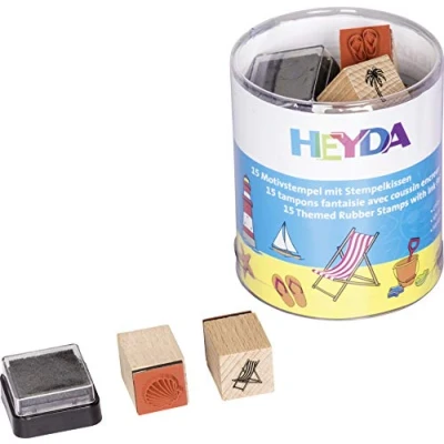 Abbildung von Heyda 204888490 Stempel Dose (Urlaub) Motivgröße: ca. 1,5 x cm , 15 Holz