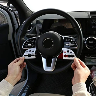 Abbildung von Für Benz A B C E Klasse W177 W247 W205 W213 GLA X156 GLB X247 GLC X253 GLS X167 CLA W118 EQC 2020 2021Auto Lenkrad Knöpfe Pailletten Dekoration Aufkleber ers