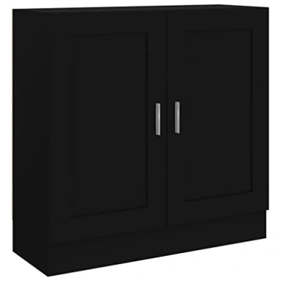 Abbildung von vidaXL Bücherschrank mit 2 Fächern Türen Büroschrank Aktenschrank Bücherregal Schrank Aktenregal Standregal Schwarz 82,5x30,5x80cm Holzwerkstoff