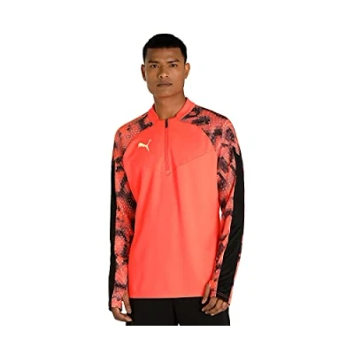 Abbildung von Puma Individualfinal 1/4 ZIP Langarmshirt, Herren, Größe: Large, Fiery coral/black