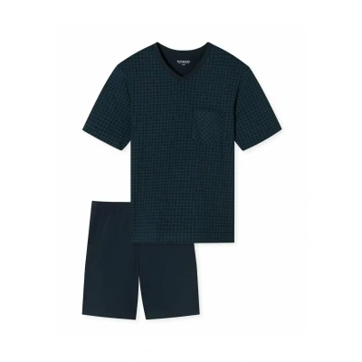 Abbildung von Schiesser KURZ Vausschnitt Casual Essentials SET Nachtwäsche Set, Herren, Größe: 48, Dunkelblau